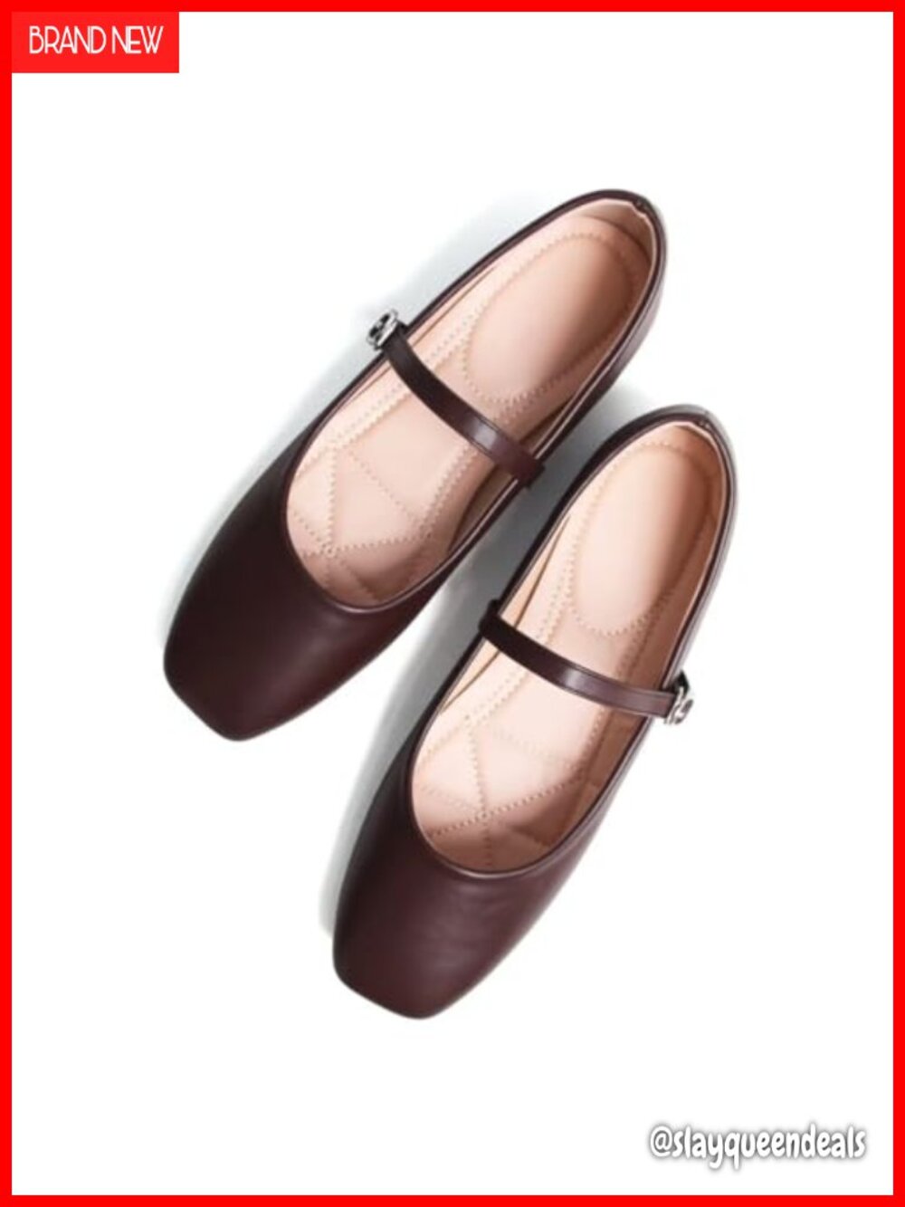 Faux Leather Mary Jane Flats Square Toe Buckle Strap Women's Retro Shoes